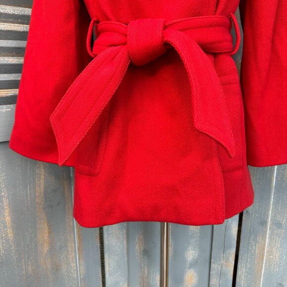J. Crew Sadie Double Breasted Belted Wool Coat Poppy Red Sz 2 - Picture 4 of 16